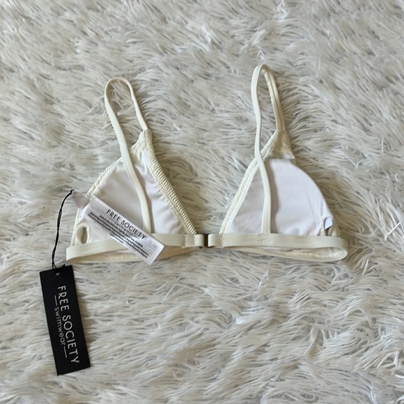 Free Society mix and match scrunch triangle bikini top in ivory size XS - Picture 4 of 15